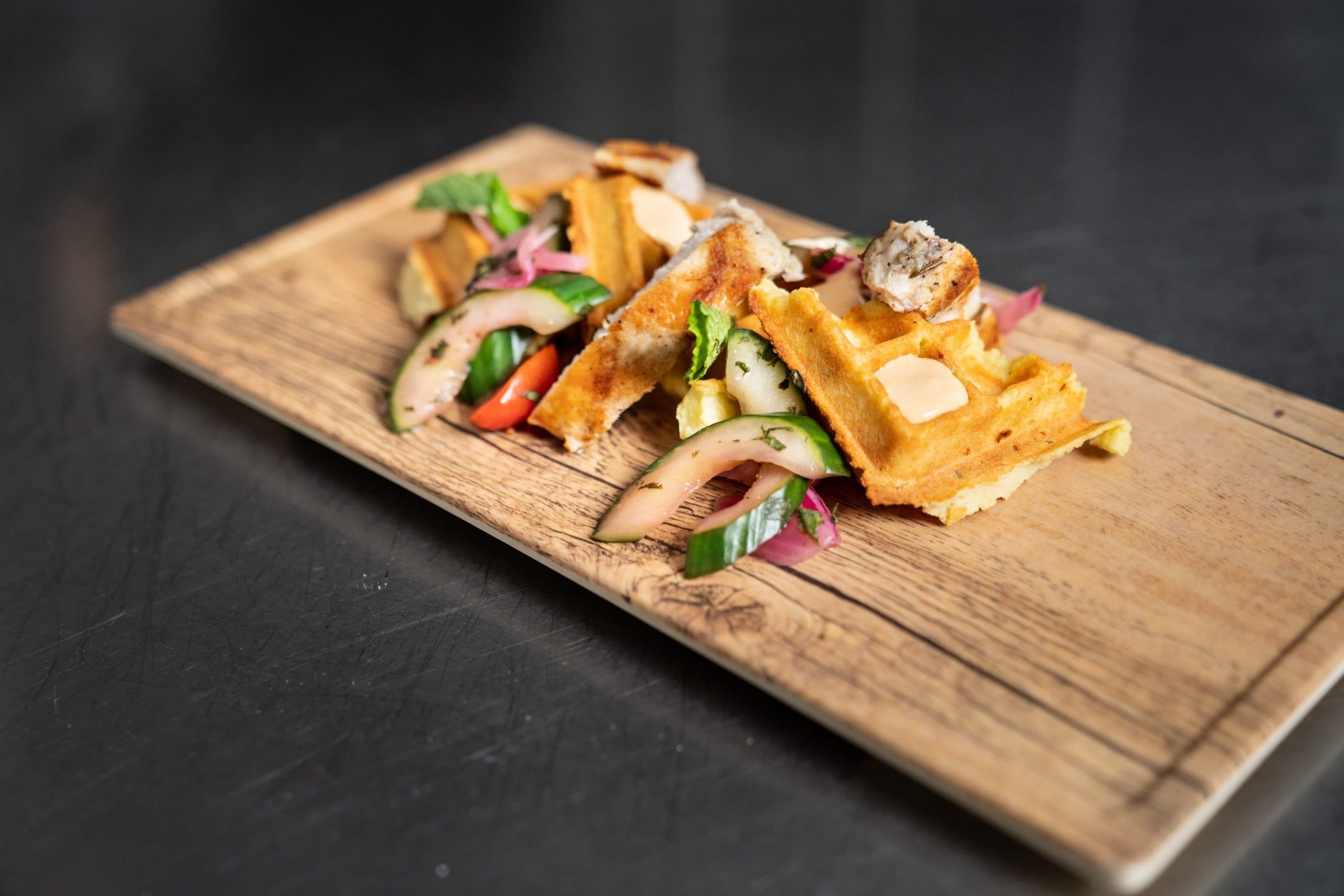 Greek Chicken + Waffles | Potato Waffle | Grilled Chicken Recipe