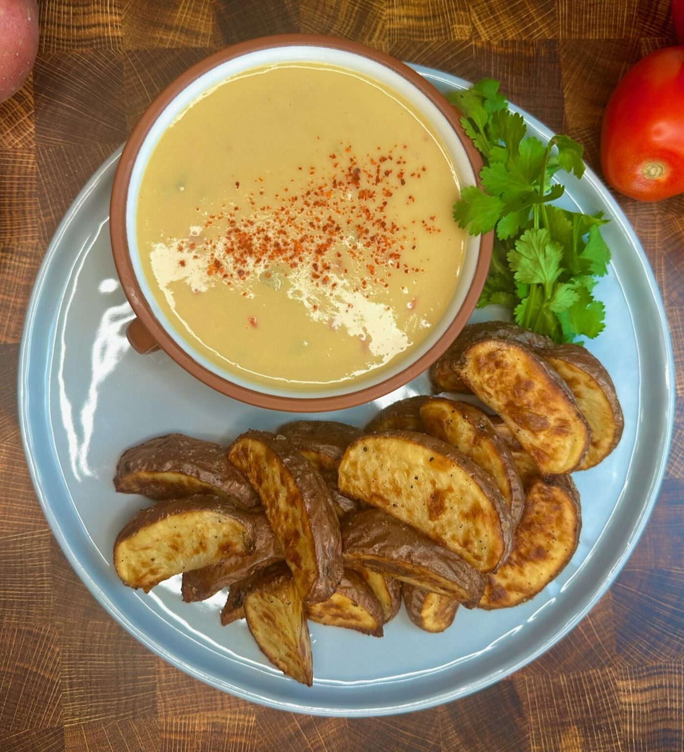 Smoky Red Potato Wedges with White Bean Queso - Potato Goodness