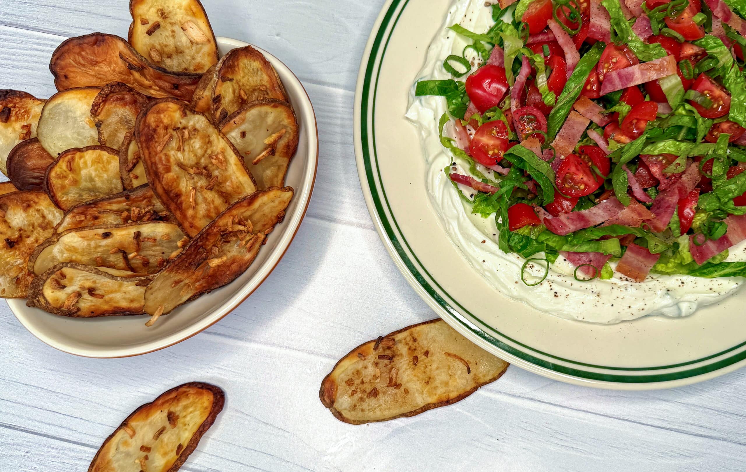 BLT Dip & French Onion Air Fryer Chips Potato Goodness