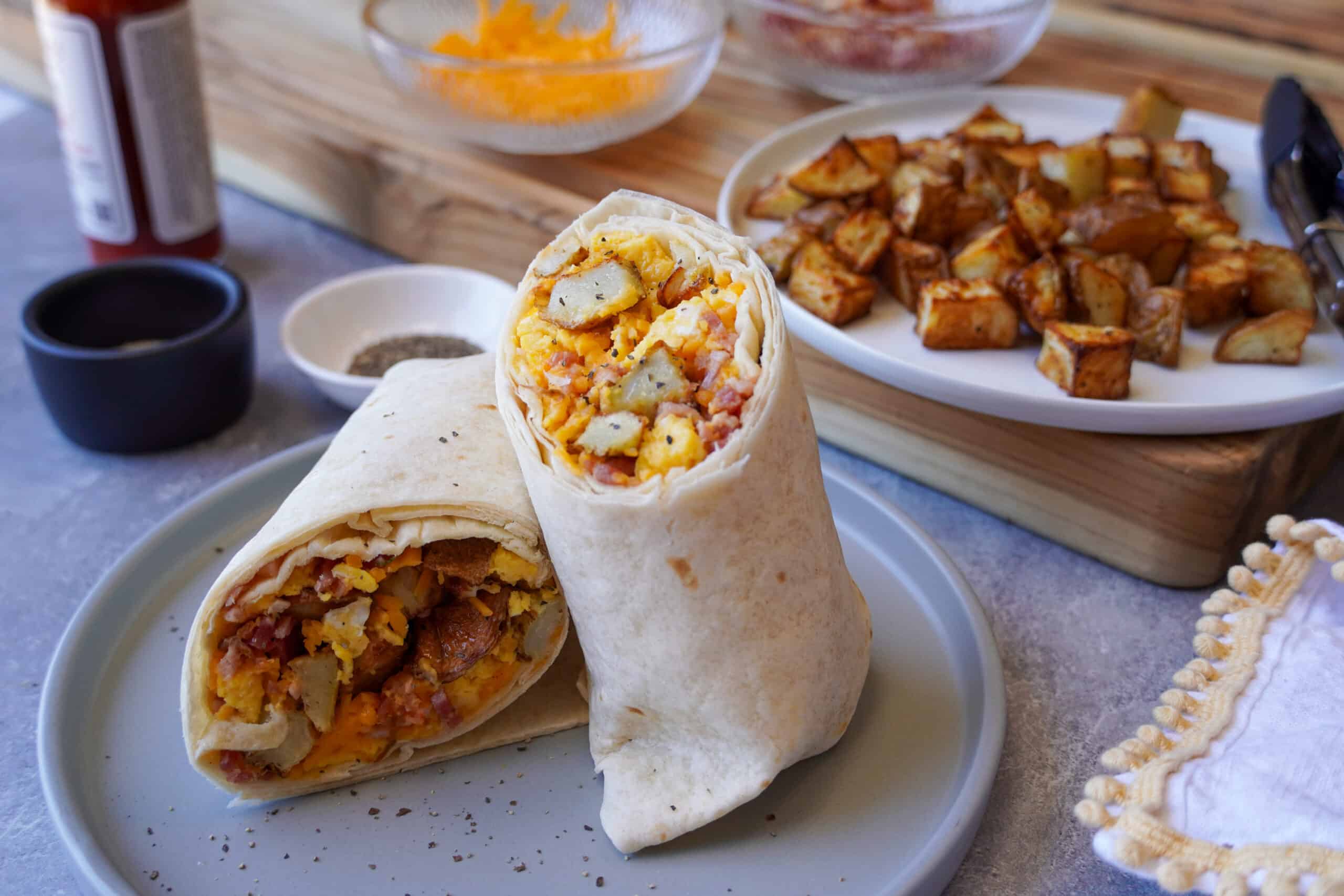 Bacon, Egg, Cheese &amp; Potato Breakfast Burritos - Potato Goodness