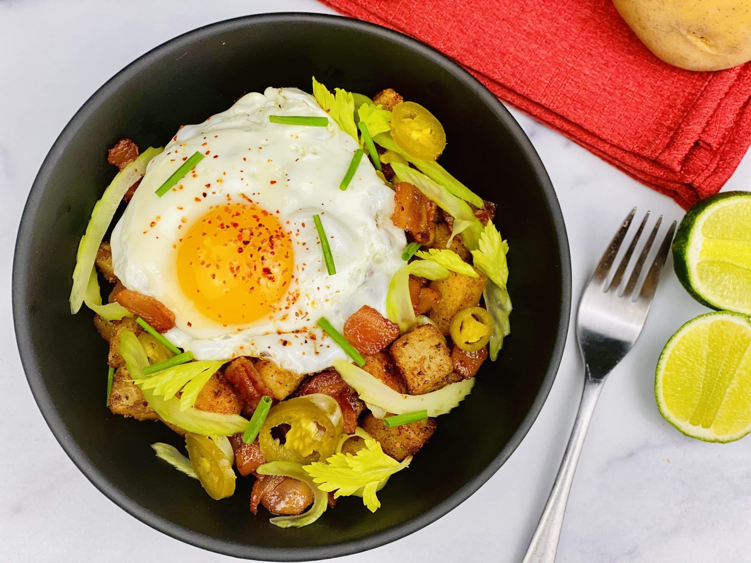 Bloody Mary Spice Roasted Potatoes with Quick Pickled Celery