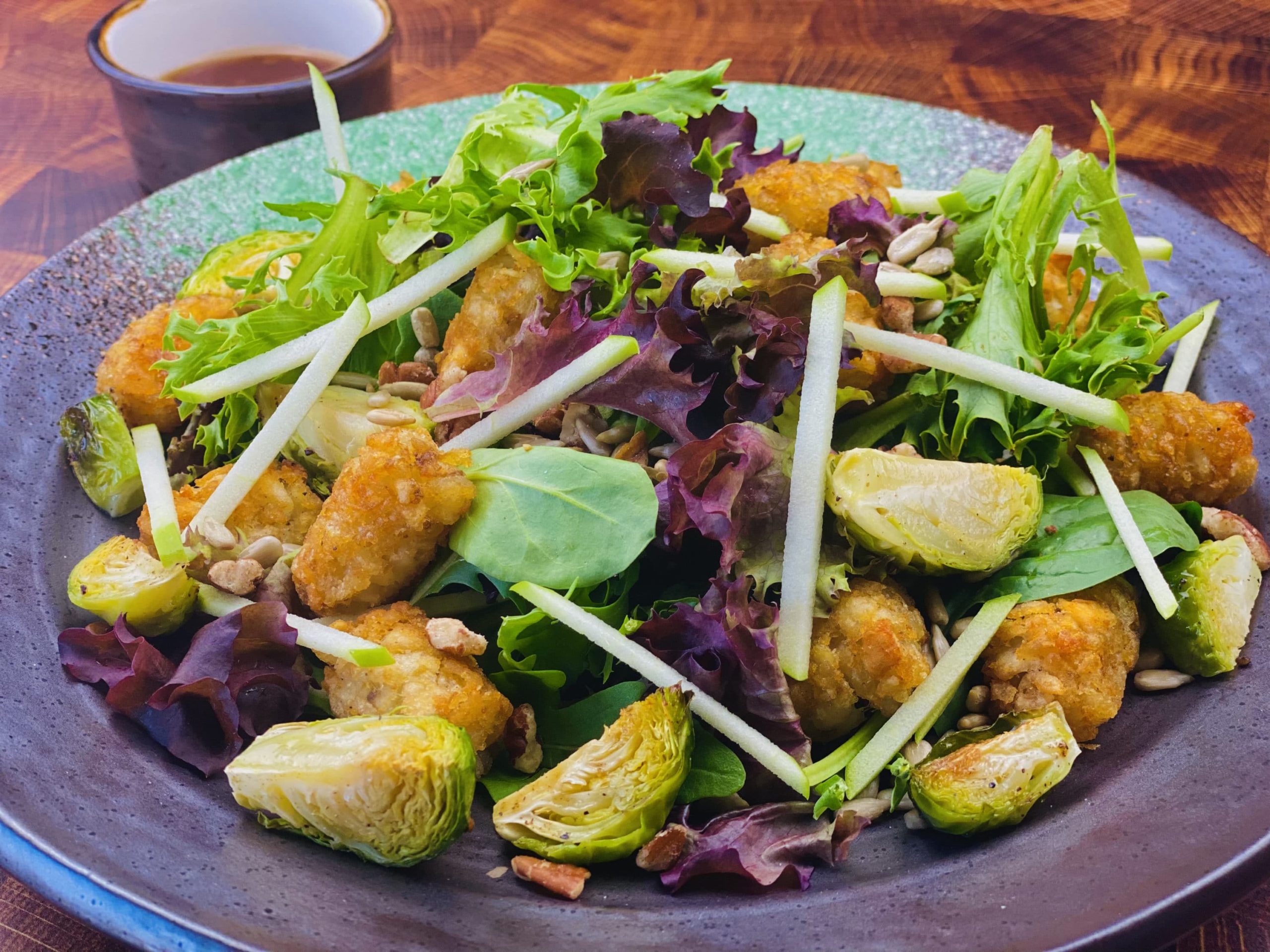 Fall Harvest Salad with Crispy Tater Drums - Potato Goodness
