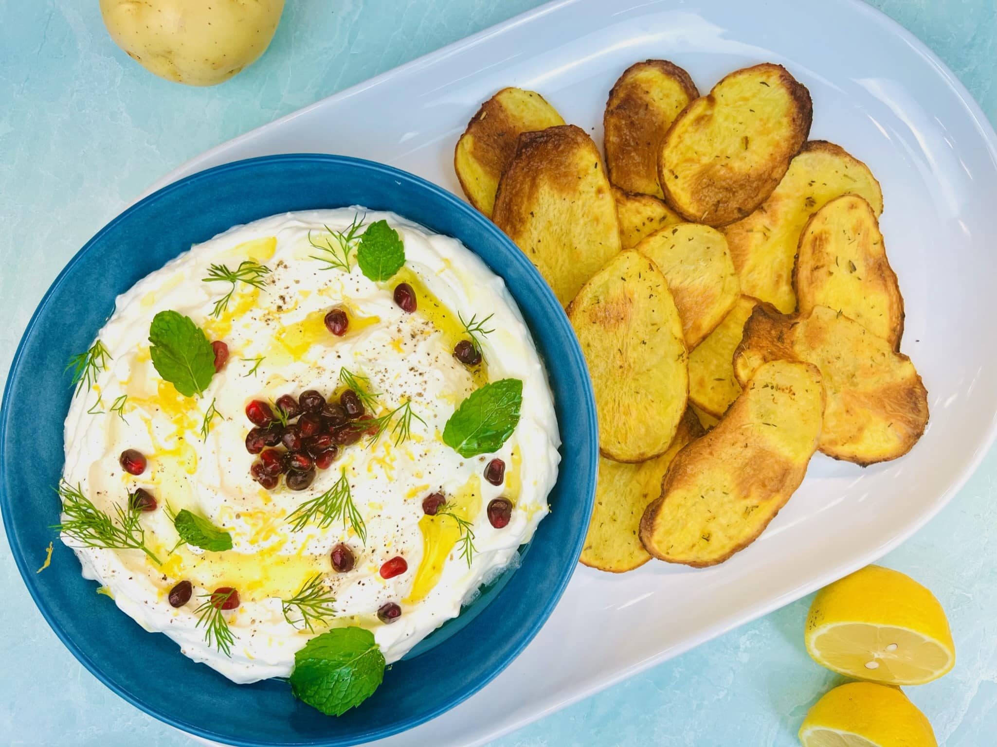 Oven Baked Potato Chips With Whipped Feta Dip Potato Goodness