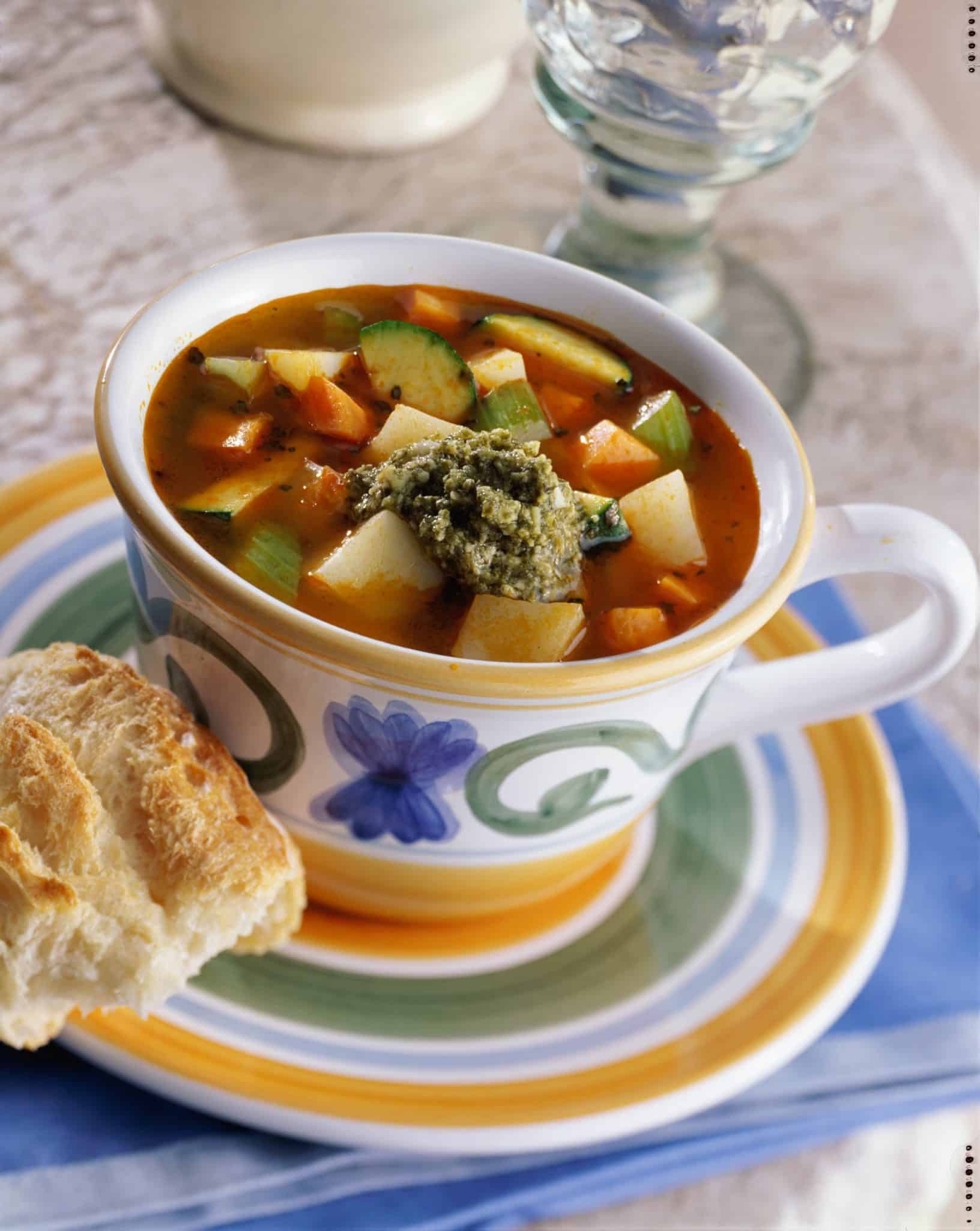 Italian Veggie Potato Soup with Pesto