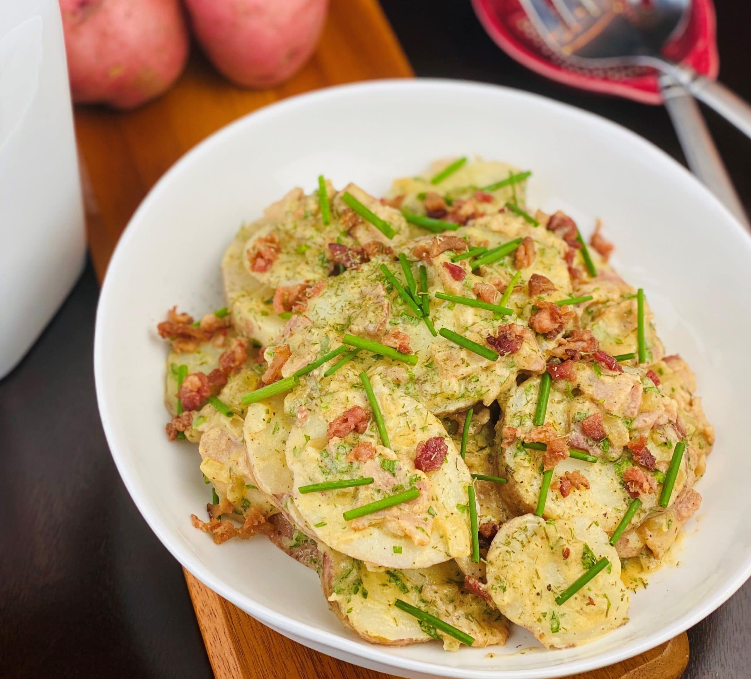 German Style Potato Salad with Warm Bacon Dressing potato salad