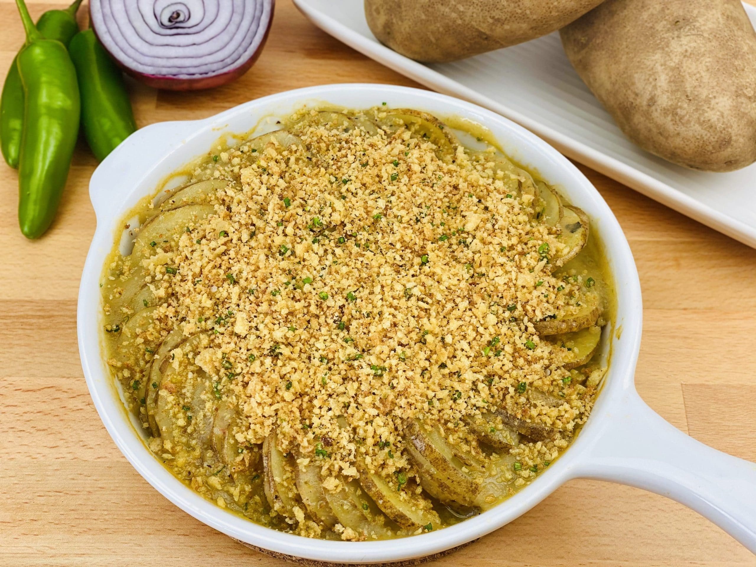 Green Chili Potato Gratin | Potato Gratin | Green Chili