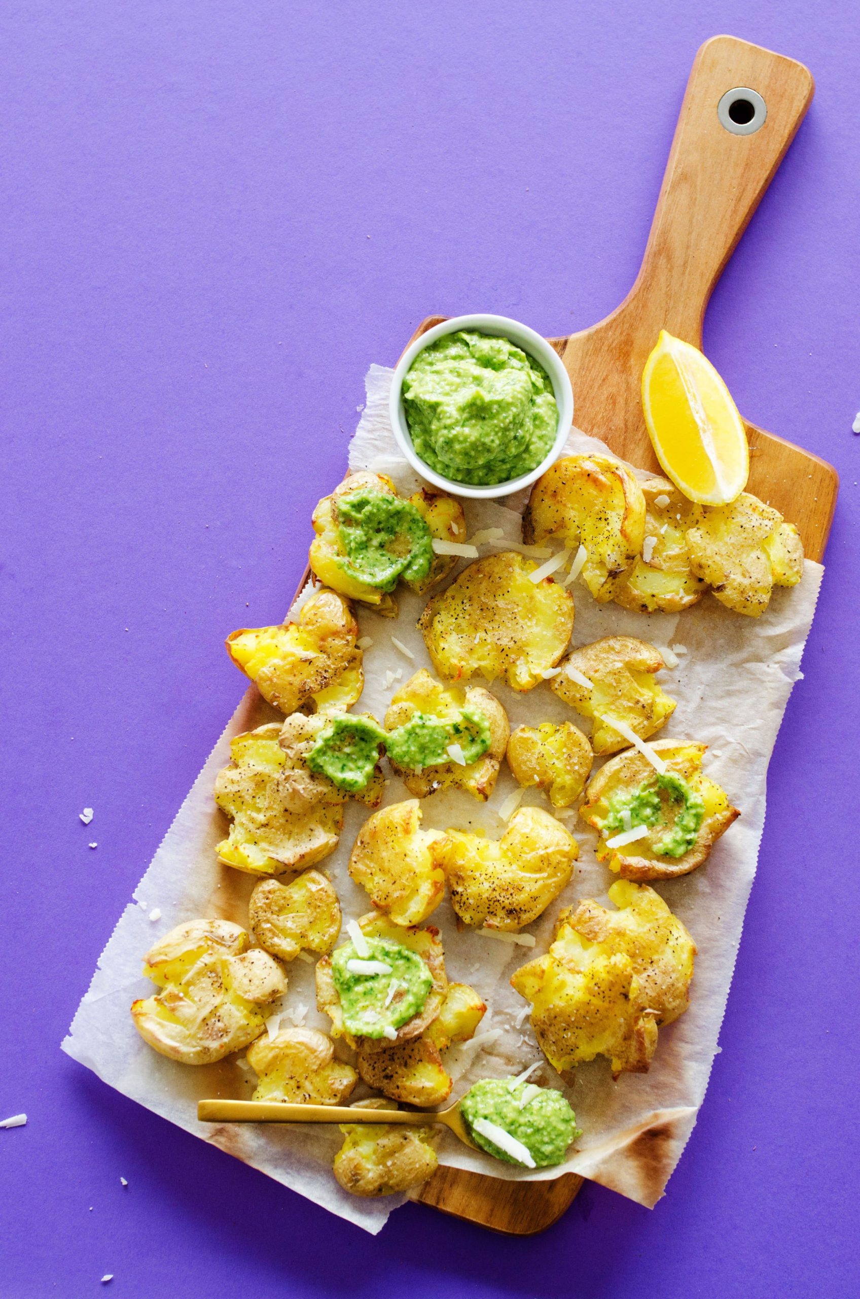 Smashed Potato Recipe | Smashed Potatoes with Avocado Pesto