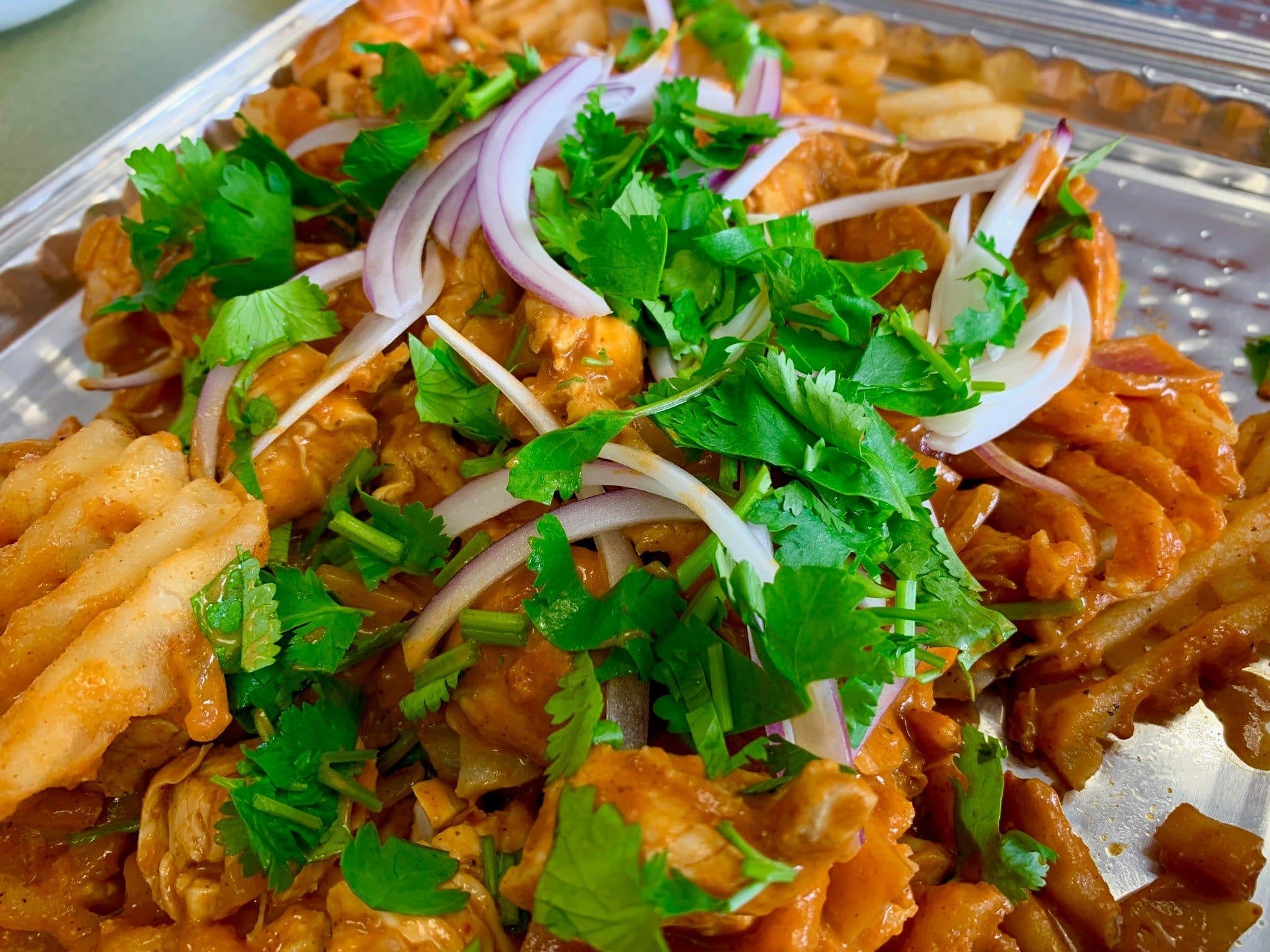 Indian Butter Chicken and Waffle Fries | Waffle Fries | Butter Chicken