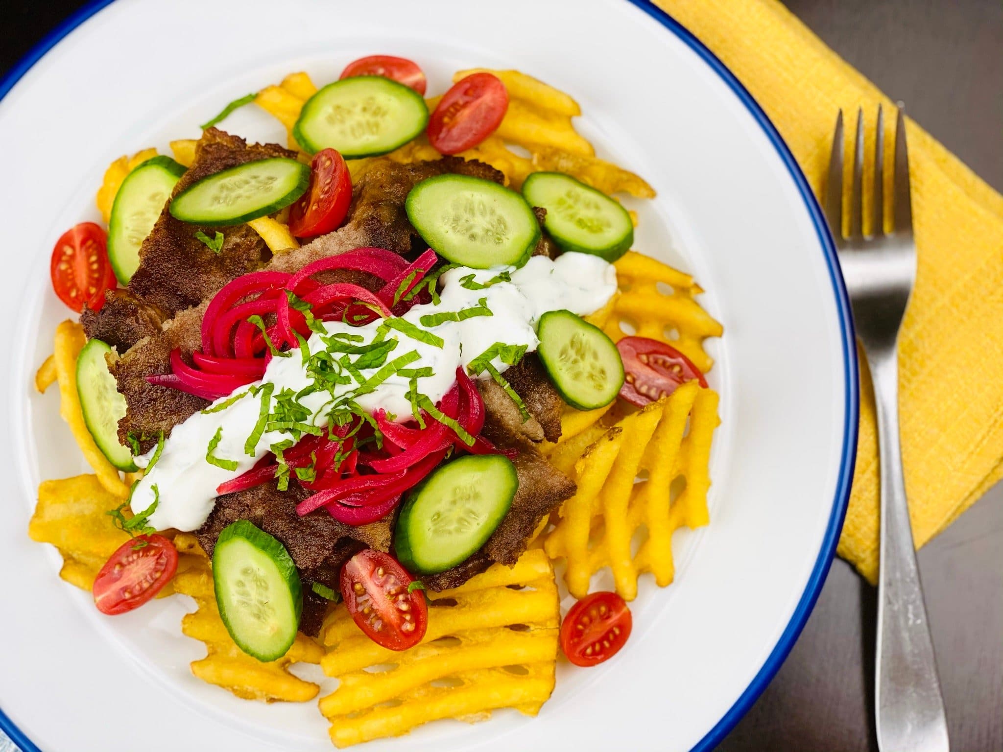 Lebanese Shawarma Loaded Fries | Shawarma Fries | Greek Fries