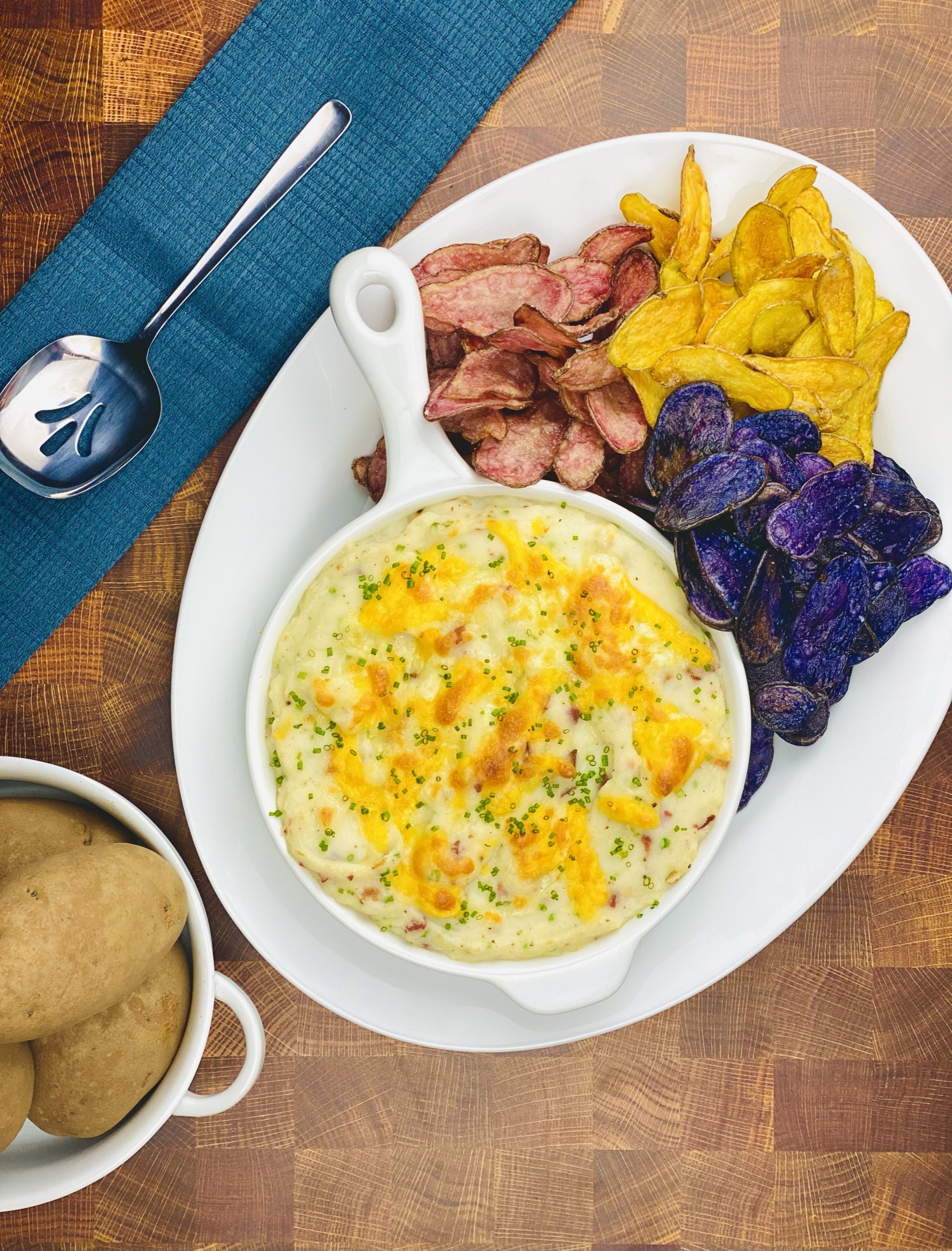 Loaded Baked Potato Dip with Crispy Fingerling Chips | Dip| Loaded