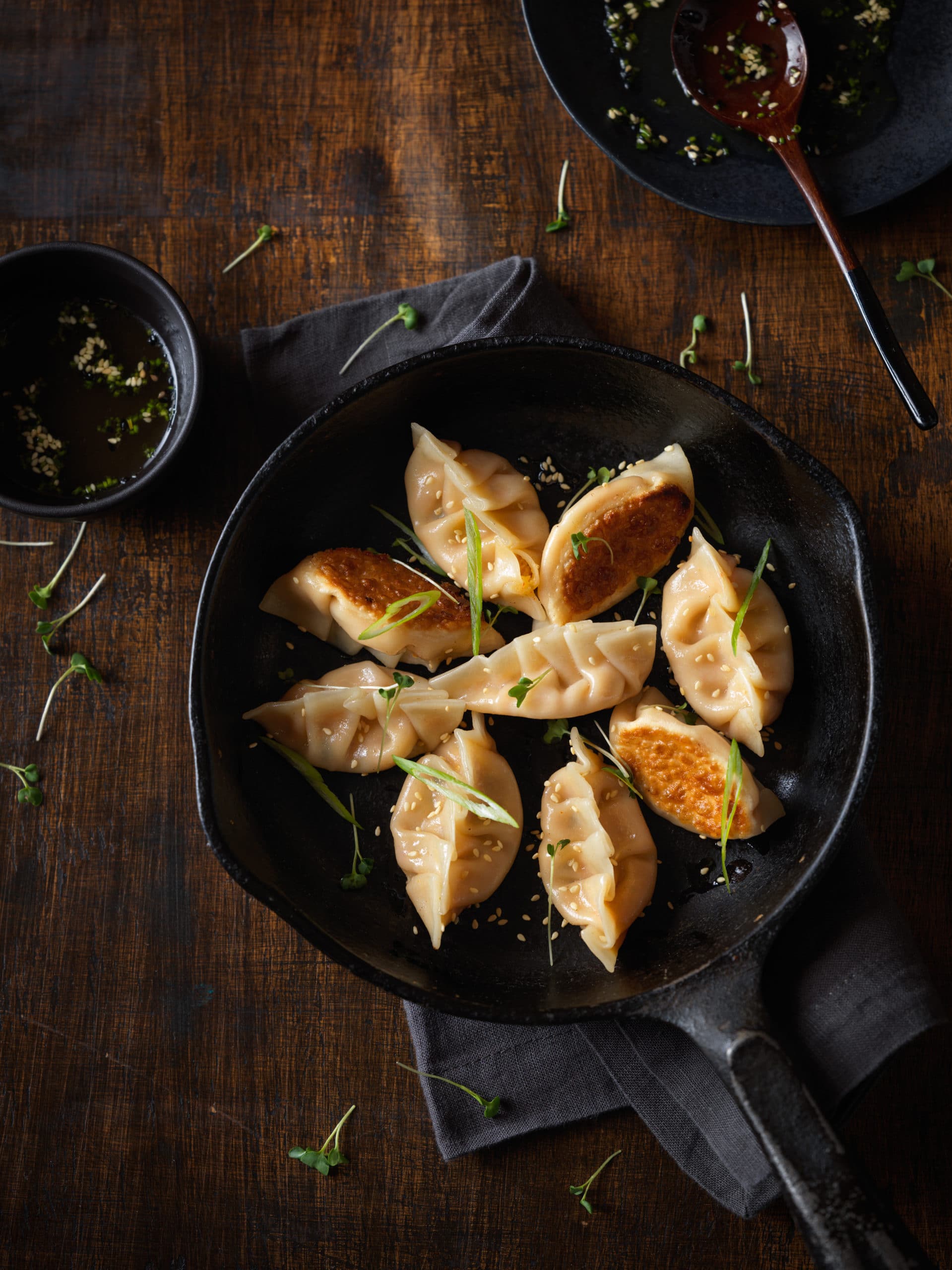 Miso Potato Pot Stickers with White Truffle Shoyu Dipping Sauce