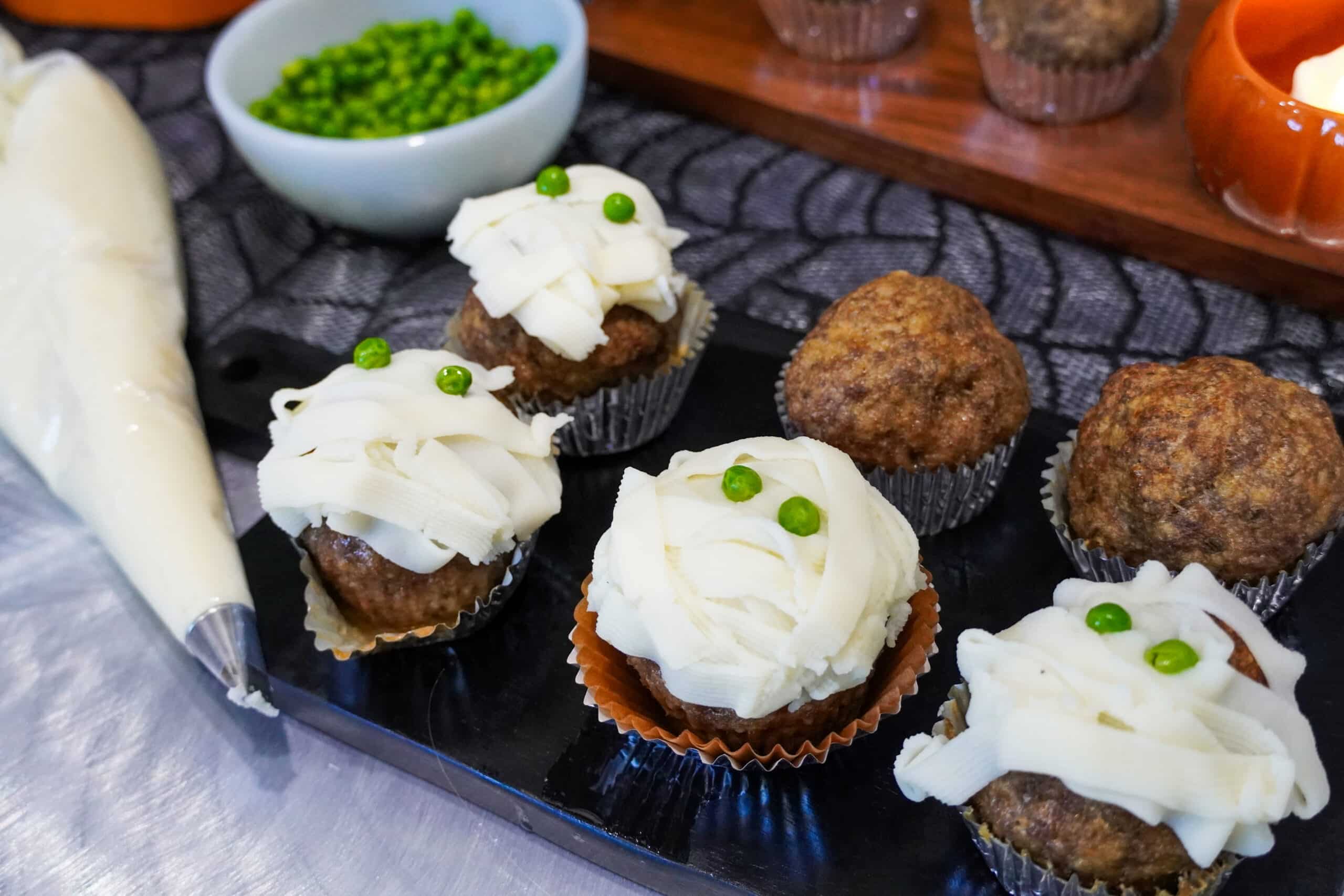 Mummy Mashed Potato Meatloaf Cupcakes - Potato Goodness