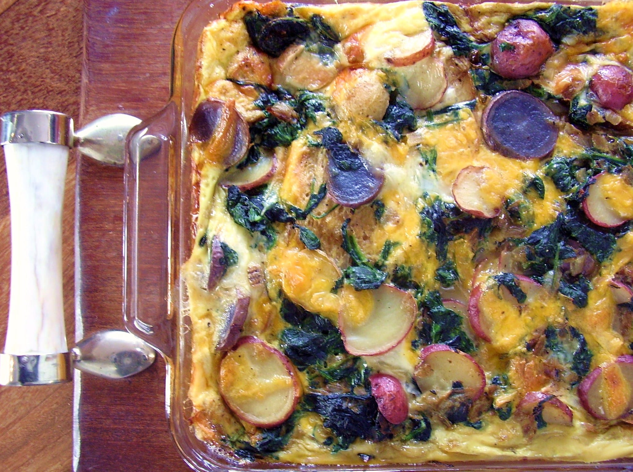 Overnight Egg, Spinach & Hash Brown Breakfast Strata