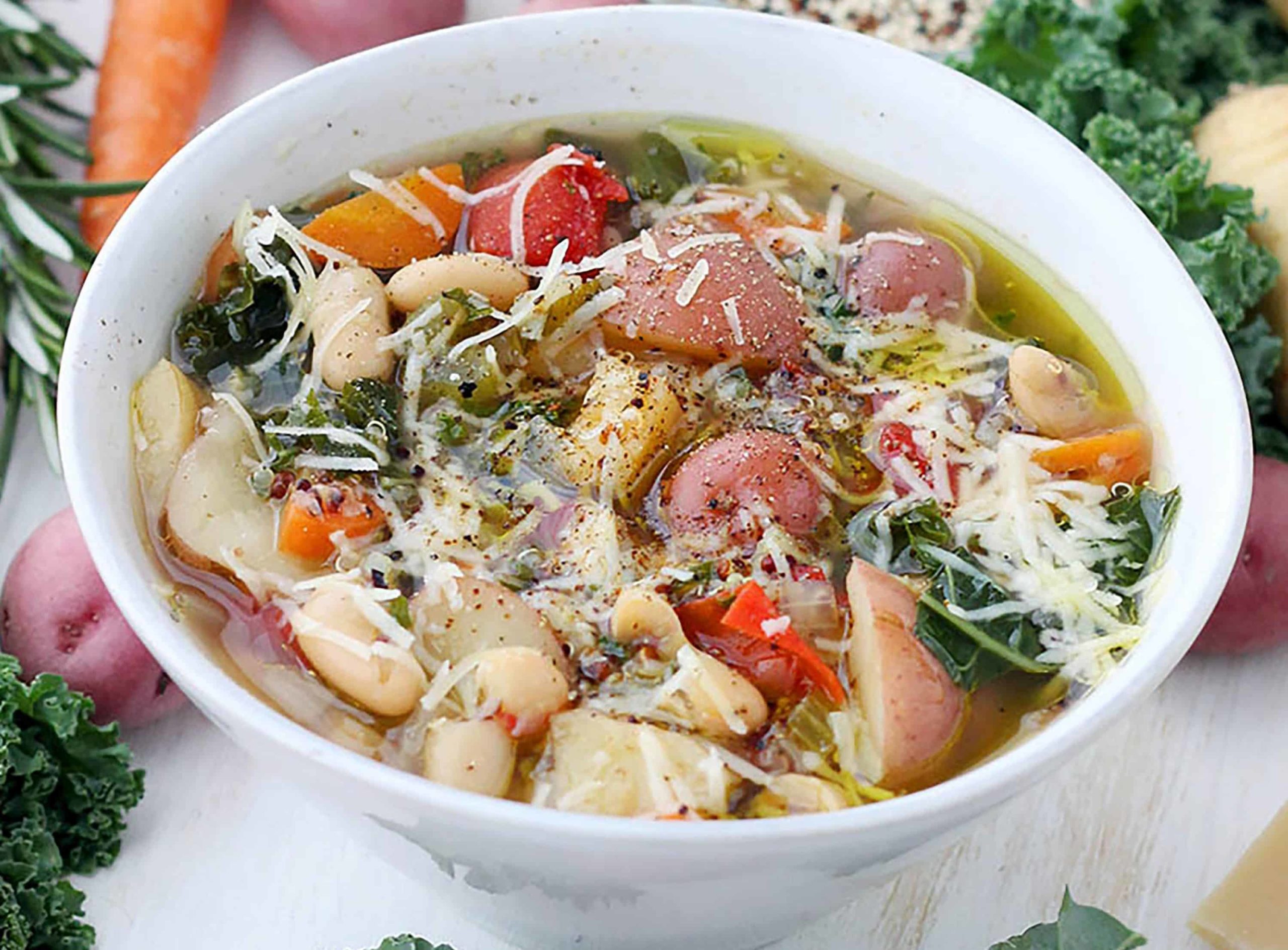 Winter Minestrone Soup with Root Vegetables and Quinoa | Potato Recipe