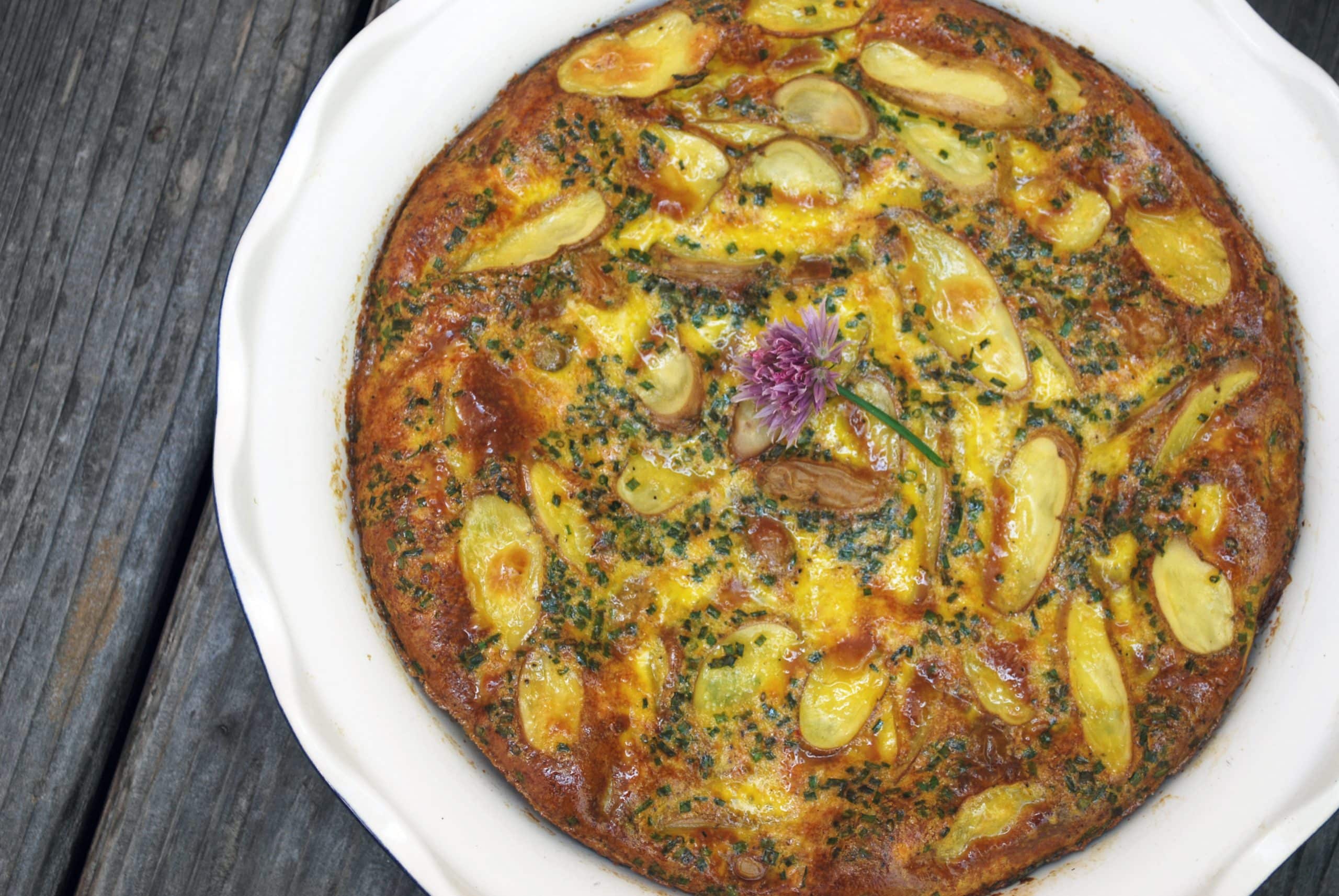 Persian Fingerling Potato Quiche with Chives Recipe