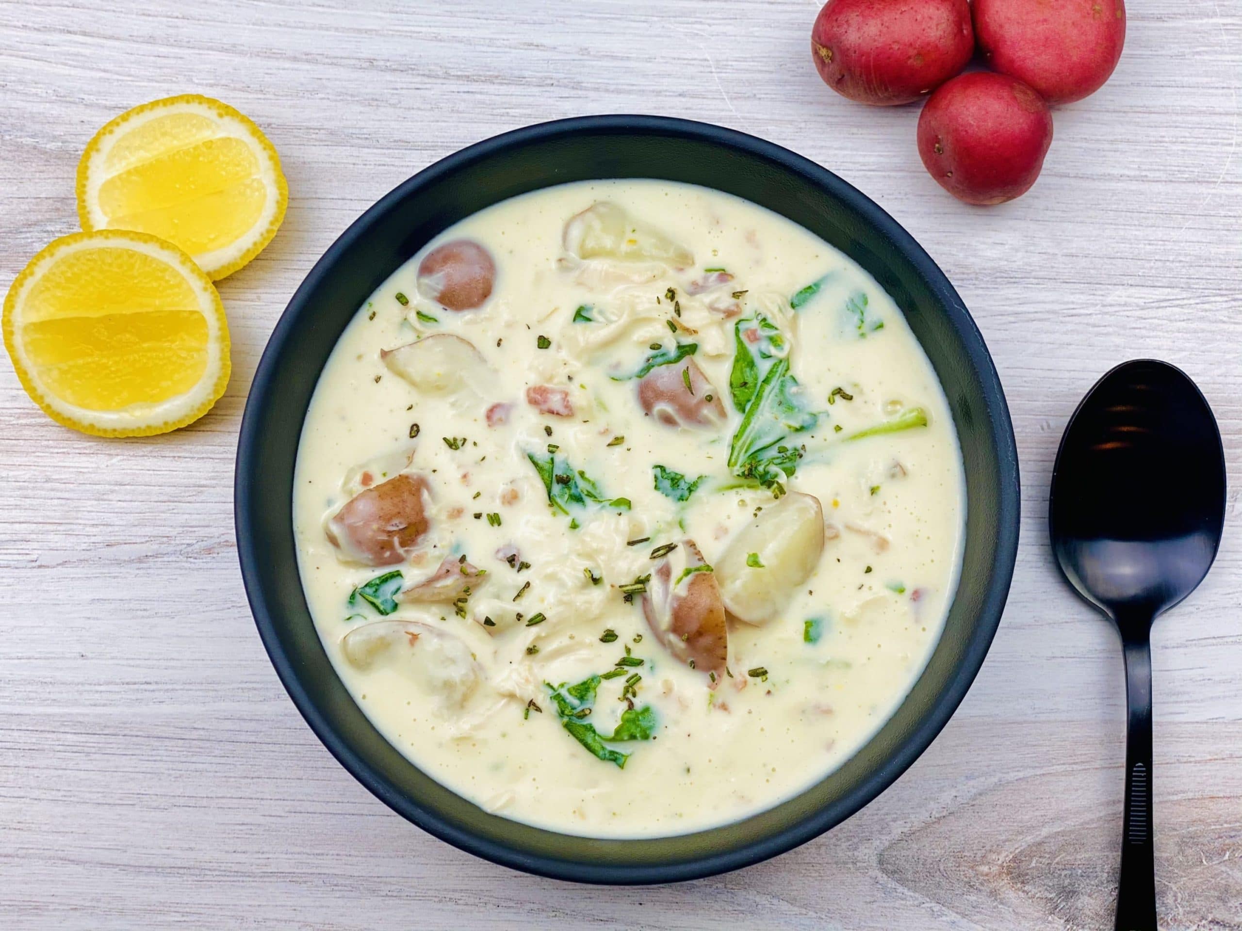 Potato, Kale and Chicken Chowder - Potato Goodness