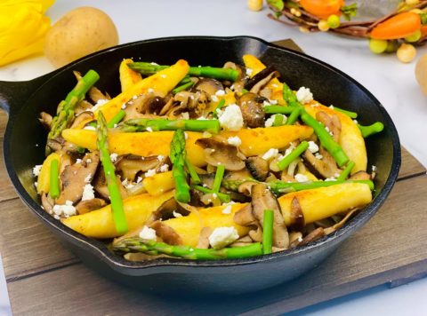 German Style Potato Noodles with Asparagus and Mushrooms Recipe