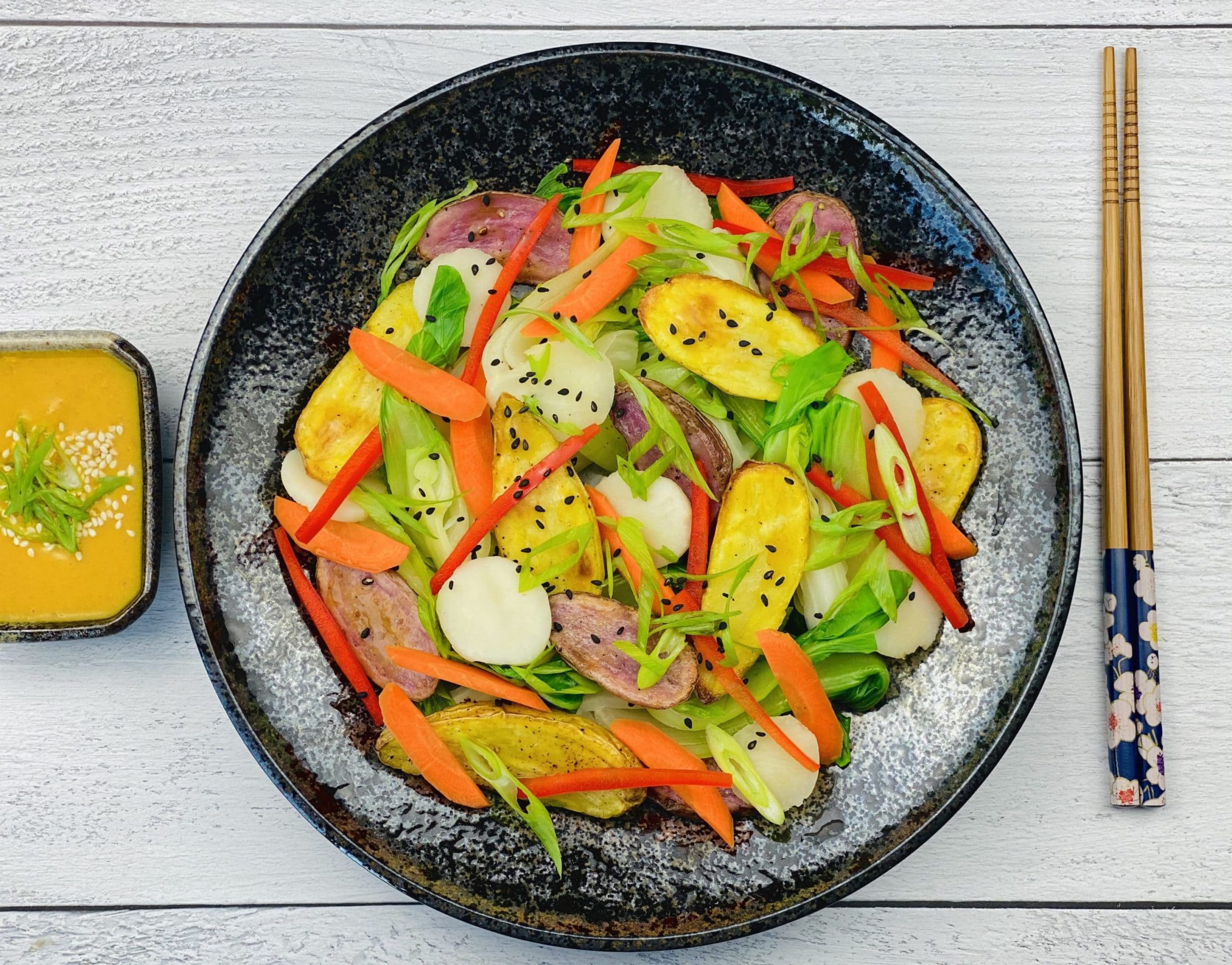 Sesame Roasted Potatoes with Stir Fry Salad Potatoes USA