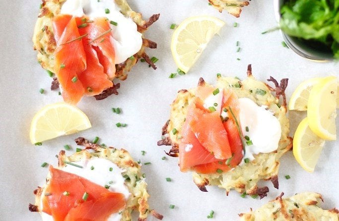 Potato Recipes | Smoked Salmon and Yogurt on Baked Potato Pancakes