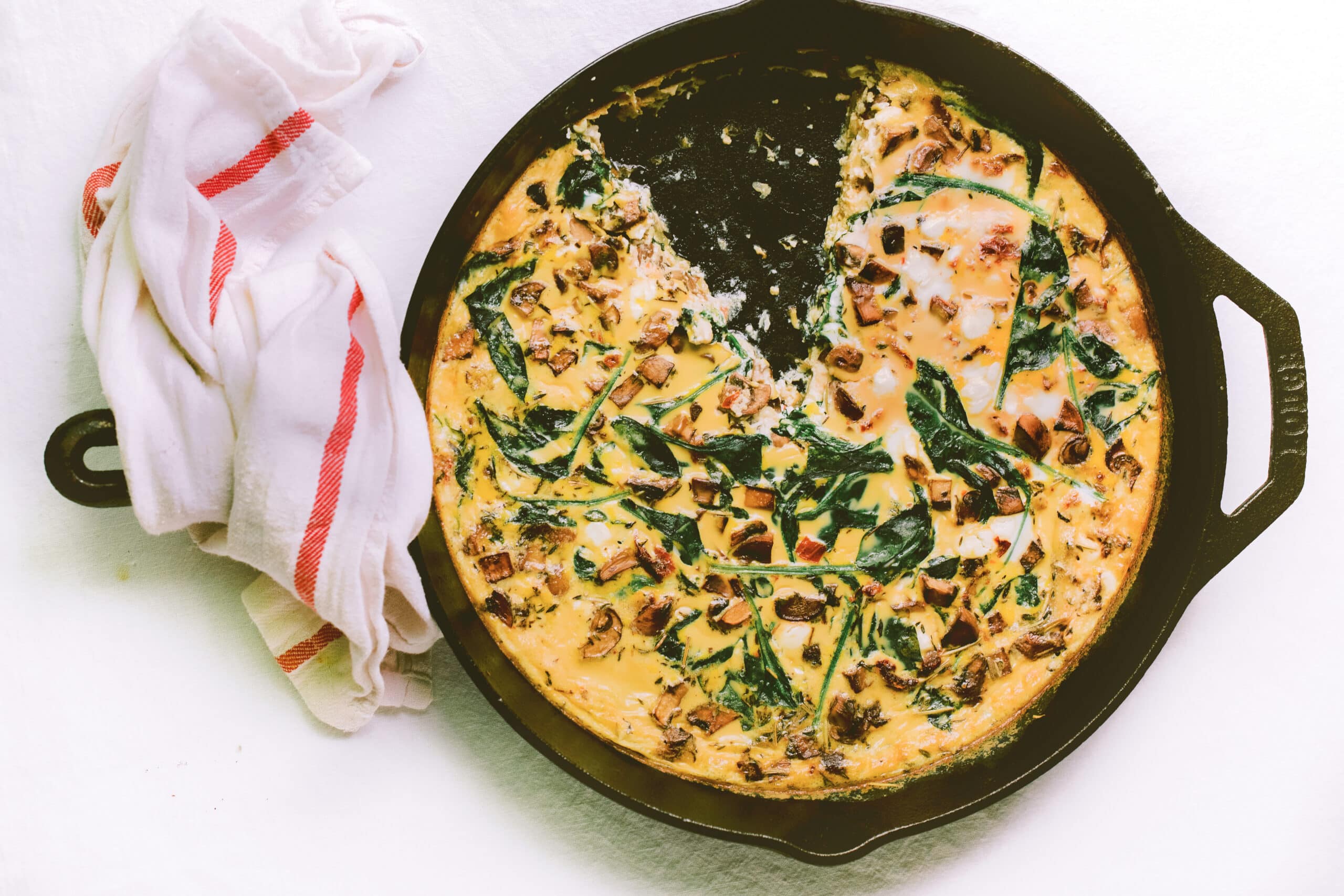 Crustless Potato, Spinach, and Mushroom Quiche - Potato Goodness